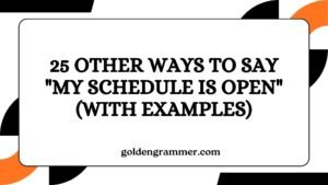 Other Ways to Say "My Schedule Is Open"